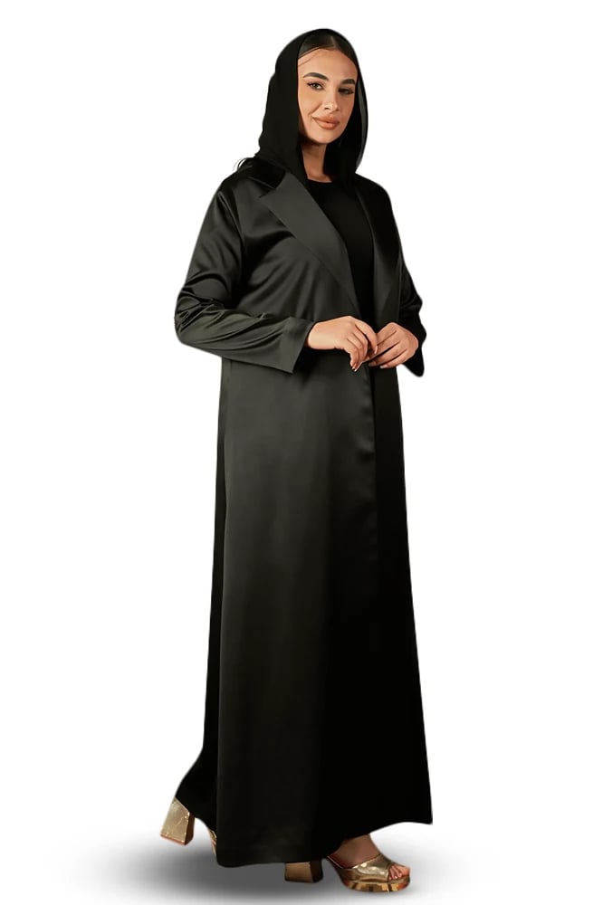 عباية تفته سوداء  بجيوب وياقة