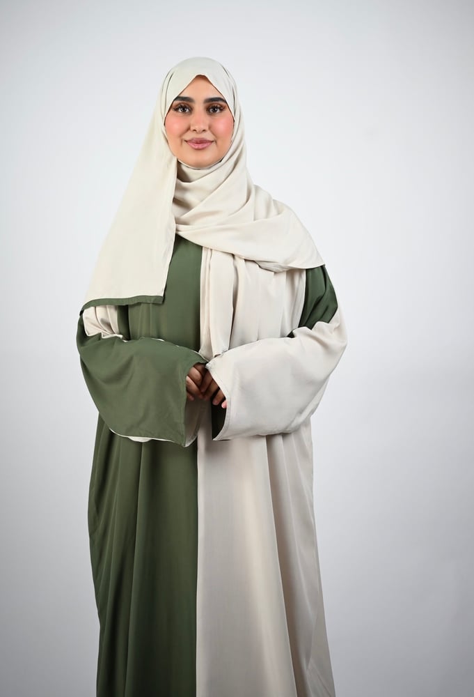 Prayer sheet with two colors, beige and olive - zipper