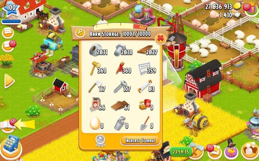 مزرعه مستوى 100 حظيرتها 10k وصومعه 3k