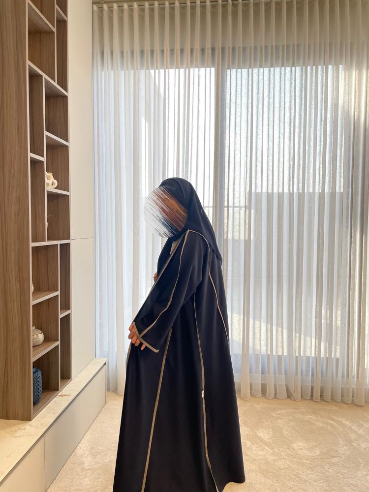 Navy X Gray abaya