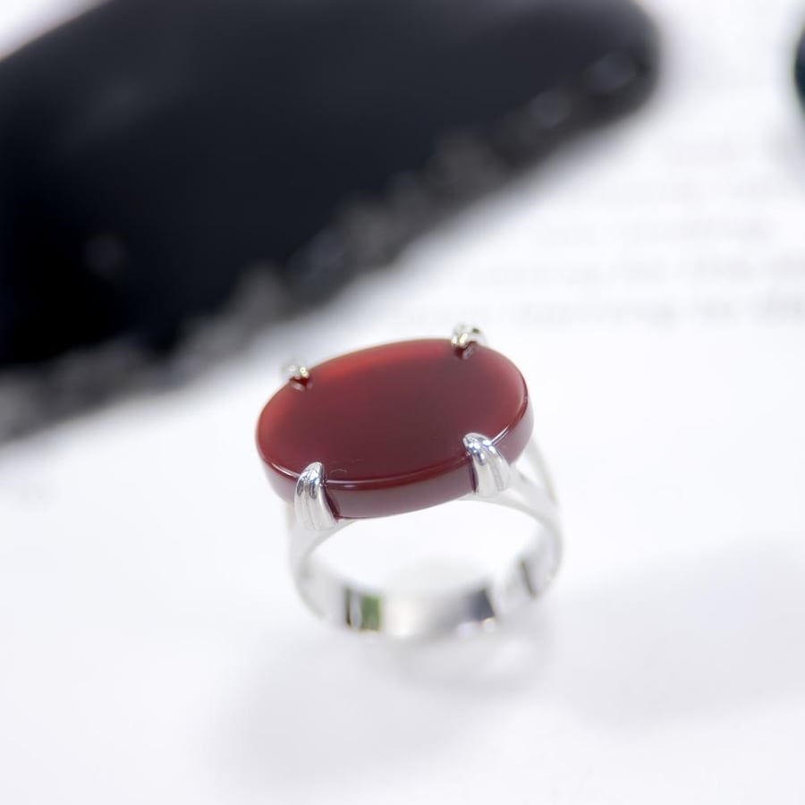 Mens 925 Silver Ring with Brown Royal Design