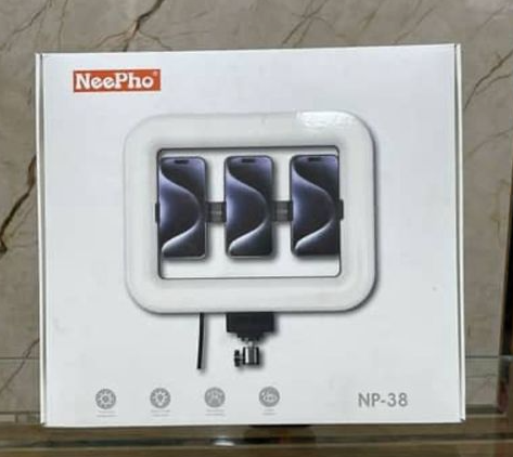 حلقة اضاءة LED قابلة للتعتيم مع حامل قابل للتمدد وحامل مرن للموبايل