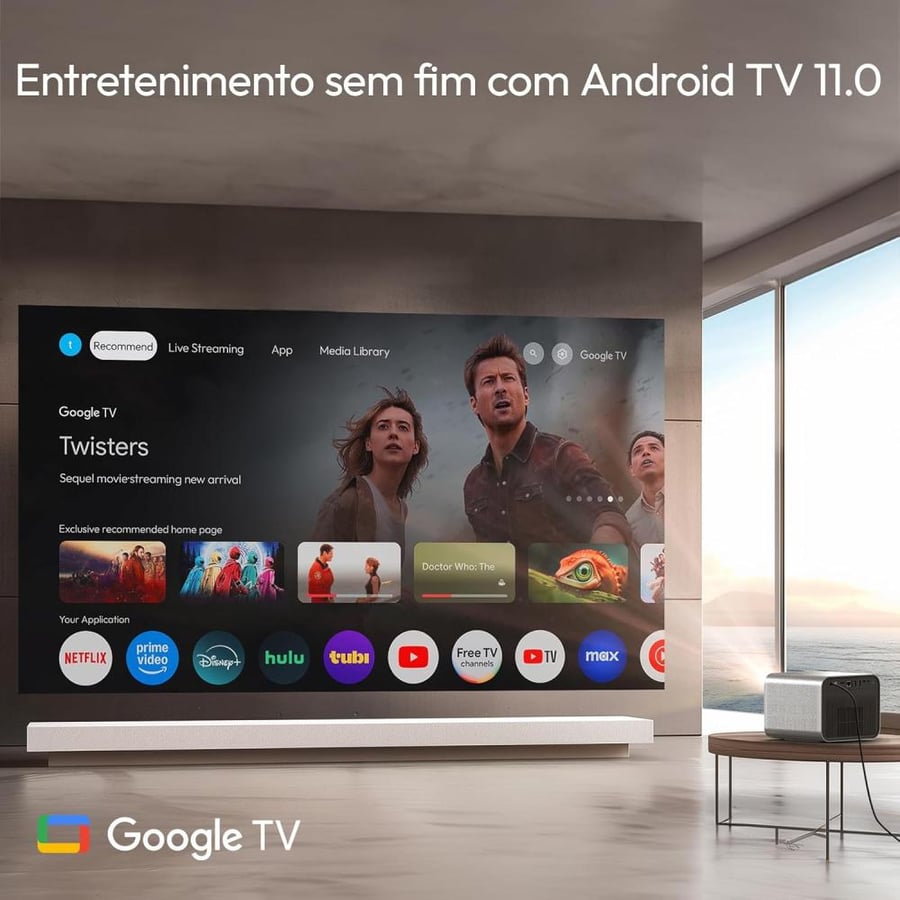 شاشة عرض بروجكتر منزلي باينتك ار 90 ماكس 300 بوصة مع 2 ميكروفون Byintek R90 Max Smart Projector