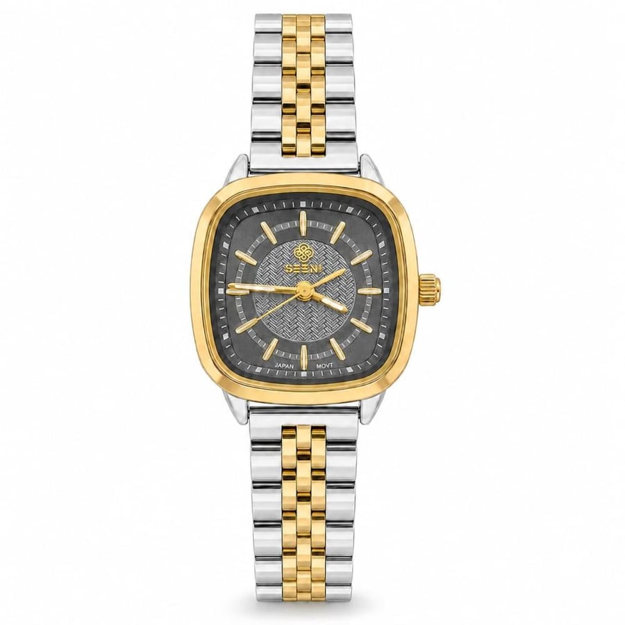 ساعة نسائية سين تايم SEEN TIME ST-6032 مربعة كوارتز بسوار معدني