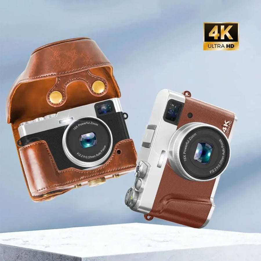 كاميرا رقمية ريترو 4K 48MP مع تكبير 16X وضوء LED