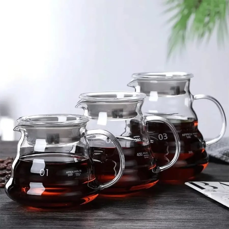 إبريق قهوة زجاجي 350مل مع غطاء