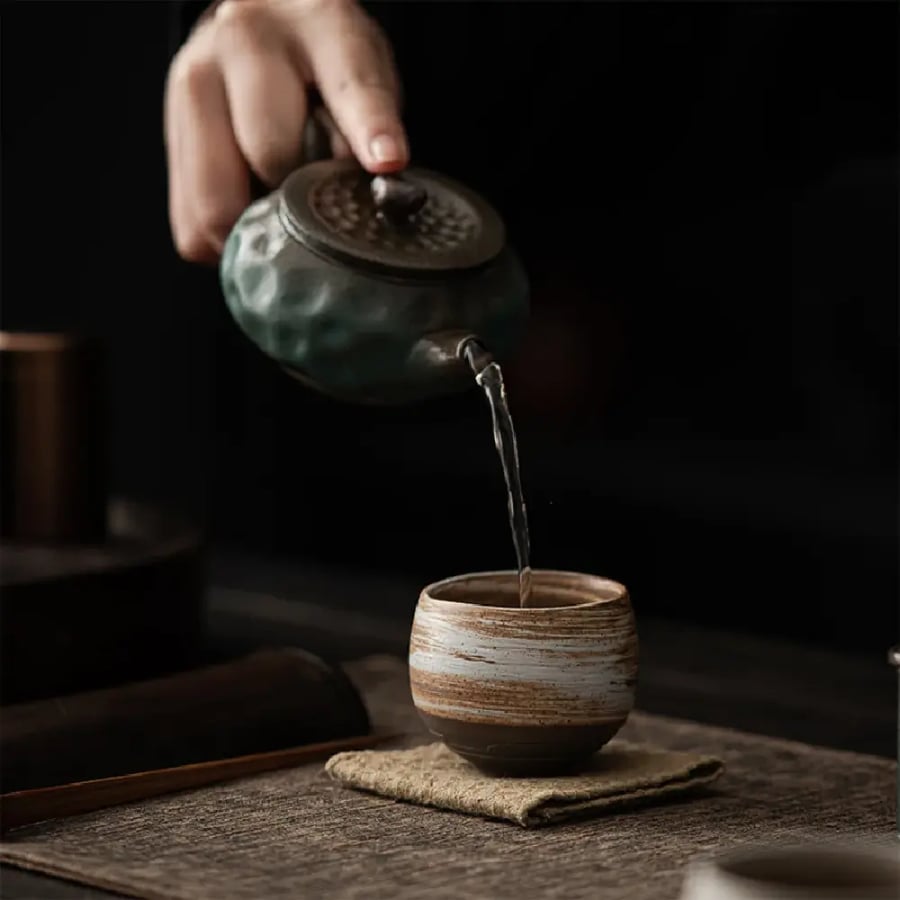 كوب شاي سيراميك كونغ فو ياباني يدوي