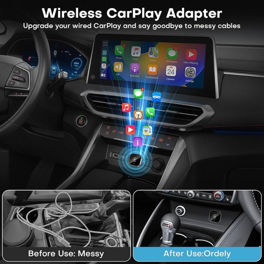 محول لاسلكي CarPlay وAndroid Auto 2 في 1 – تشغيل تلقائي واتصال سريع