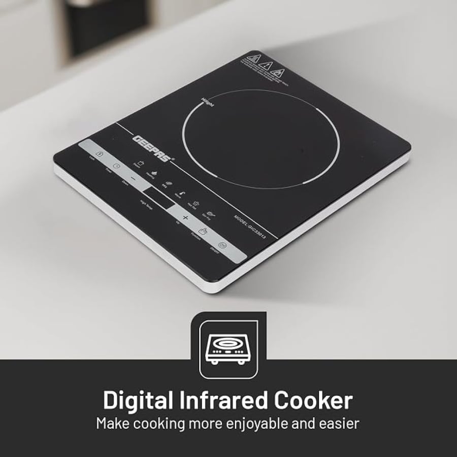 موقد كهربائي سيراميك Geepas 2200 واط – 8 مستويات حرارة ومؤقت 3 ساعات