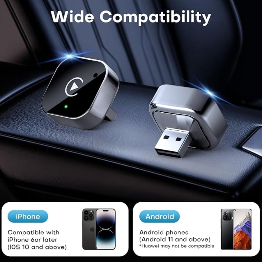 محول لاسلكي CarPlay وAndroid Auto 2 في 1 – تشغيل تلقائي واتصال سريع