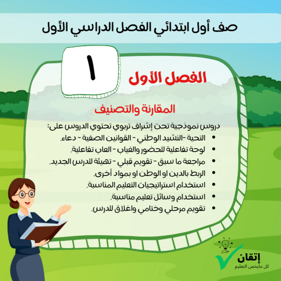 بوربوينت رياضيات أول ابتدائي - الفصل الأول: المقارنة والتصنيف (الفصل الدراسي الأول 1448هـ)