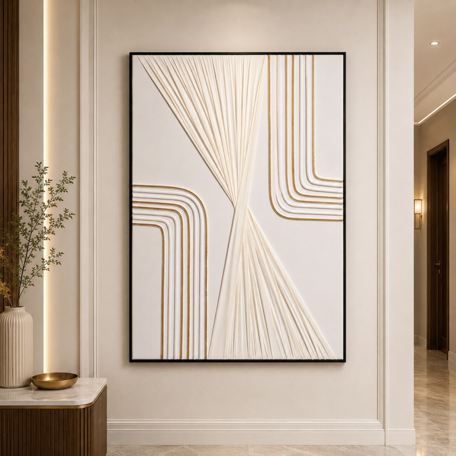 لوحة فنية مودرن بإطار أسود مقاس 80 × 120 سم