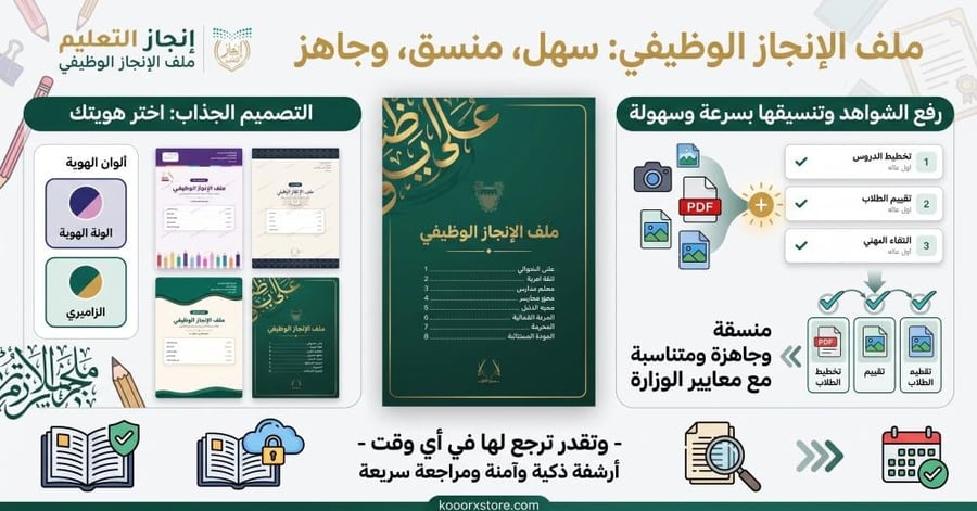 ملف انجاز الكتروني للمعلمين والمعلمات تنسيق وتعديل وتسليم فوري