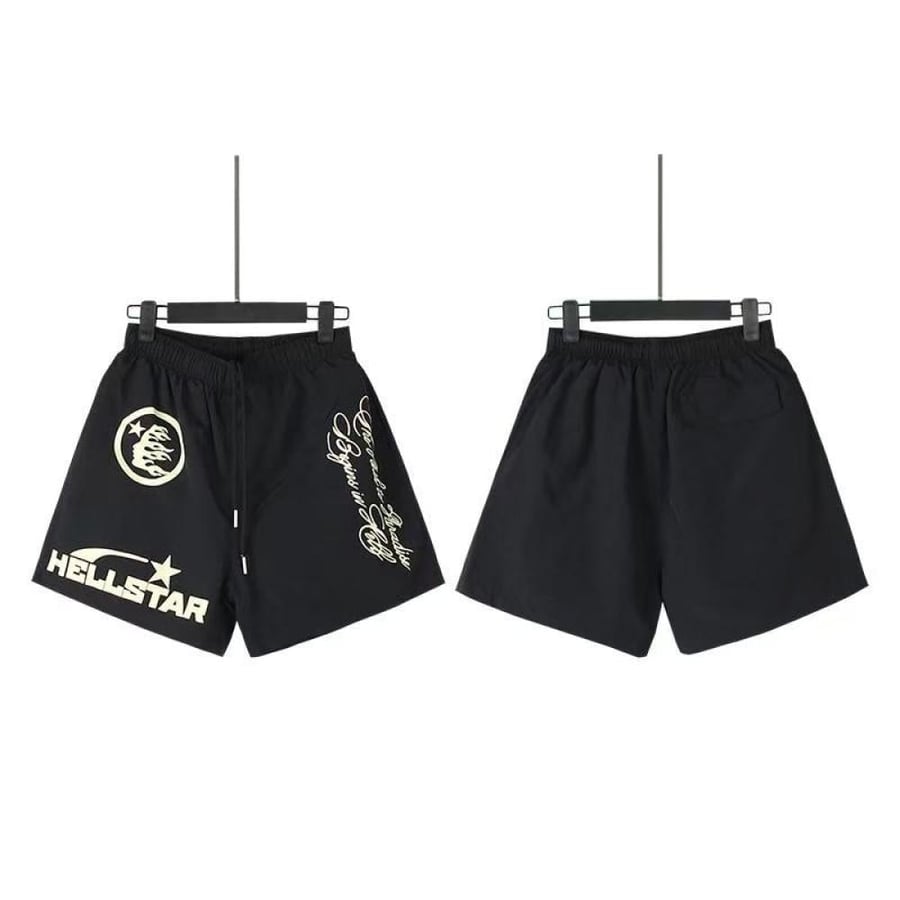 HELLSTAR Shorts شورت ستريت وير بطبعات جرافيكية – أسود
