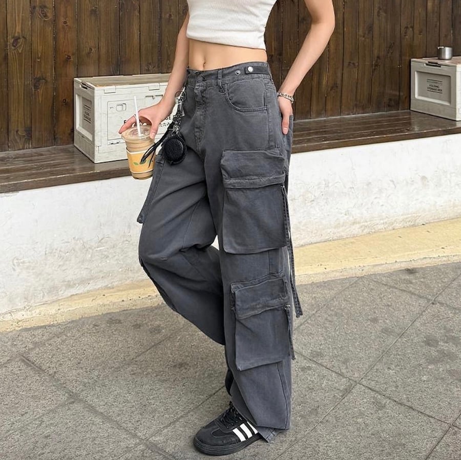 Modern casual gray fabric trousers