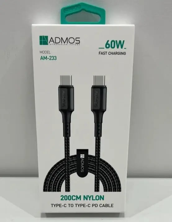 كابل شحن سريع type c أدموس AM-233 بقوة 60 واط