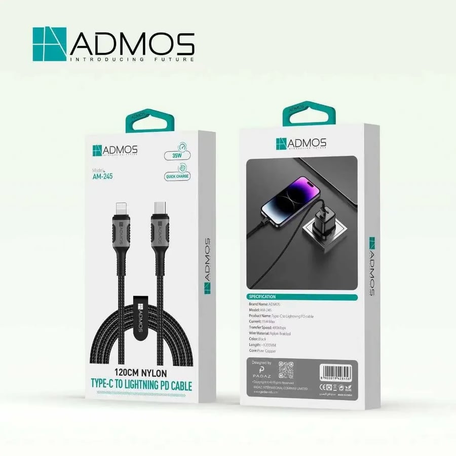 كيبل شحن تايب سي لايفون من ADMOS بطول 1.20 متر