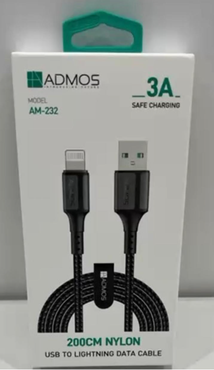 سلك شاحن ايفون مترين من ADMOS موديل AM-232