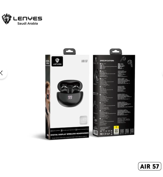سماعات رأس لاسلكية ماركة LENYES بشاشة رقمية AIR 57