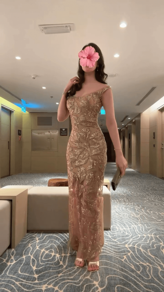فستان سهره انيق خرز لمعه