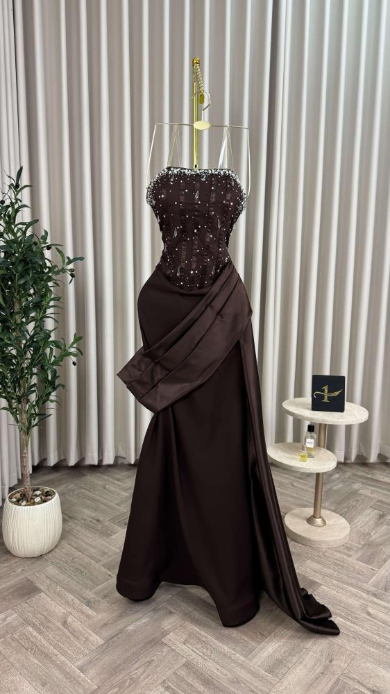 Women's evening dress made of Barbie fabric and luxurious taffeta with an elegant design and shiny decorations - multiple sizes available