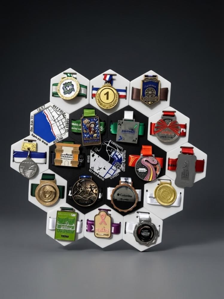 حامل ميداليات سداسي بكج الحبتين/ pack of 2 hexagon medal holder
