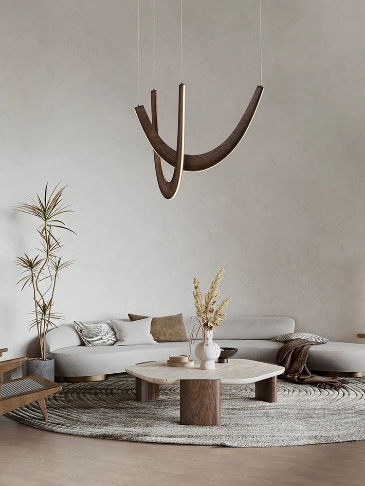 Curved wooden chandelier