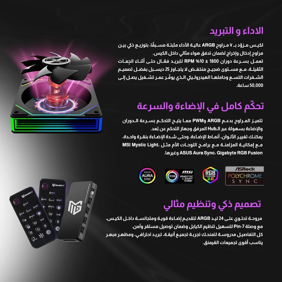 صندوق كمبيوتر  ميد تاور بوليفارد مزود بـ بإضاءة RGB