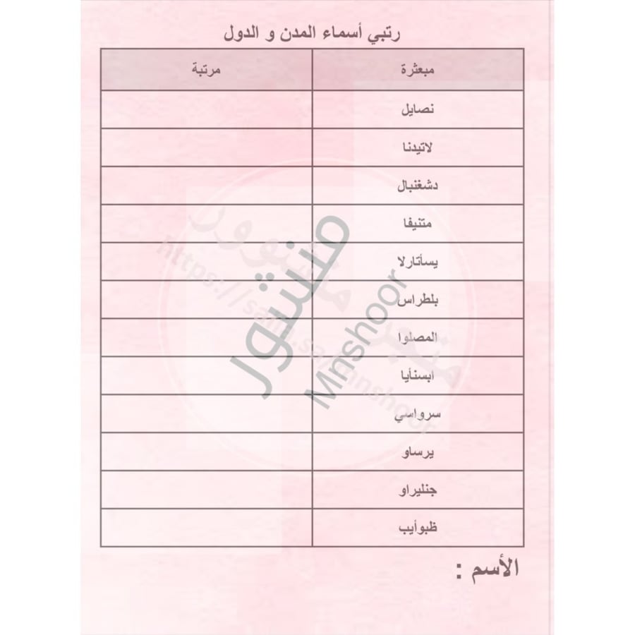 لعبة تركيب الكلمات ( رتبـ/ـي أسماء المدن والدول) جاهزة للطباعة