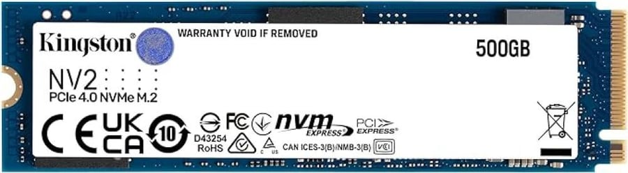 Kingston 500GB SSD internal storage memory with transfer speed up to 2000 MB/s SATA M.2 2280 blue