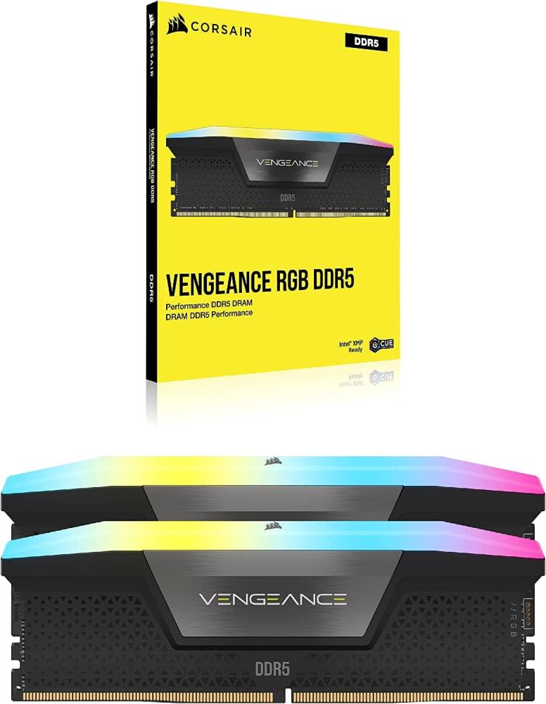 ذاكرة الوصول العشوائي Vengeance RGB DDR5 32GB 2x16GB 6400MHz CL36 Intel XMP ICUE ذاكرة الكمبيوتر المتوافقة اسود