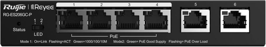 روجي سويتش RG-ES206GC-P محول PoE مزود بـ 6 منافذ جيجابت سمارت كلاود