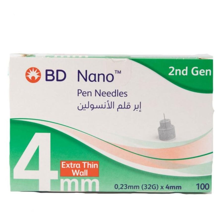 سن قلم انسولين 4 بي دي كرتون 100 حبه