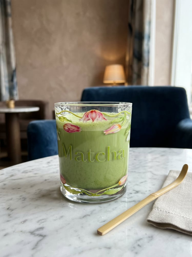 كوب زجاجي بعبارة ماتشا Matcha سعة 330مل