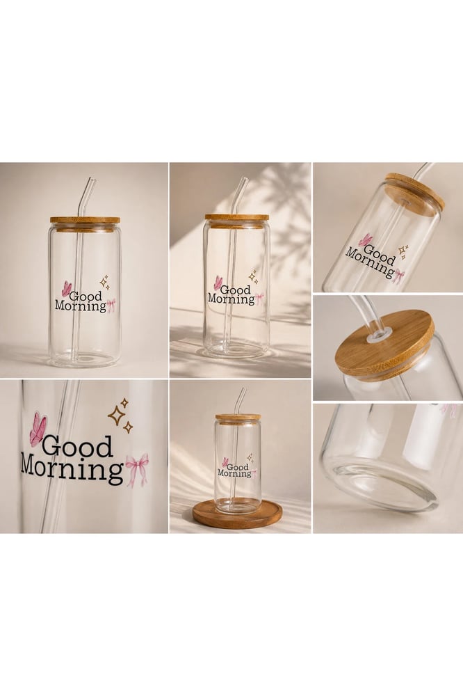 كوب زجاج Good Morning سعة 350 مل