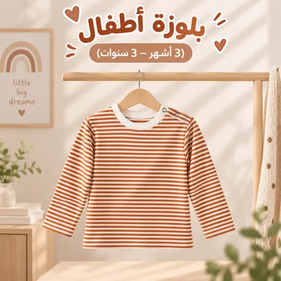 ملابس علوية أطفال قطن ناعم - مناسب للبيت والخروج (3 أشهر – 3 سنوات)