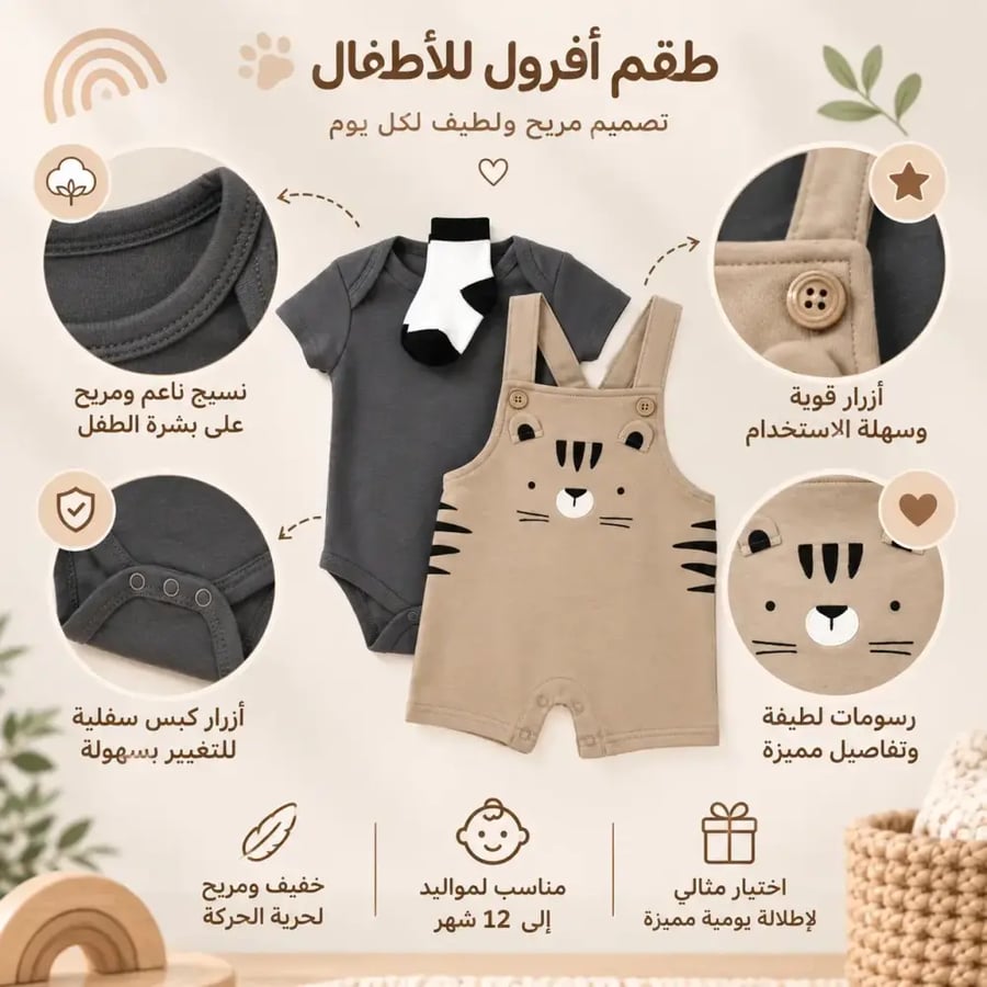 حديثي الولادة بودي سوت دنجري متعدد الاشكال ( 0 - 12شهر)