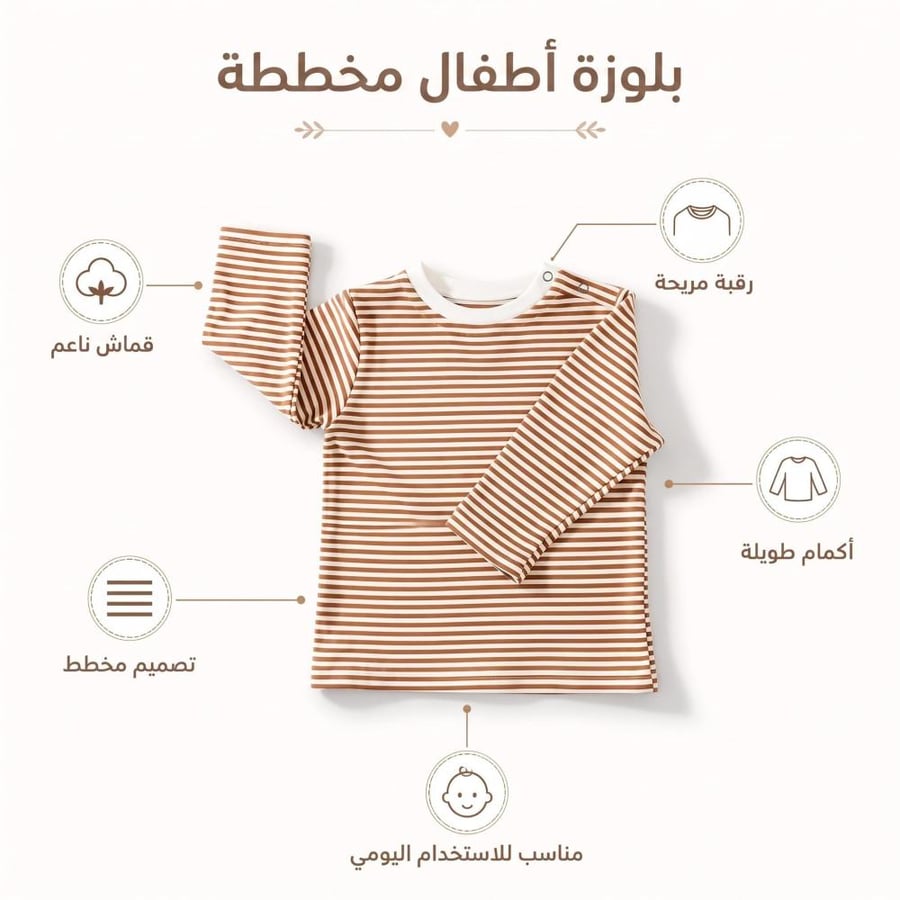 ملابس علوية أطفال قطن ناعم - مناسب للبيت والخروج (3 أشهر – 3 سنوات)