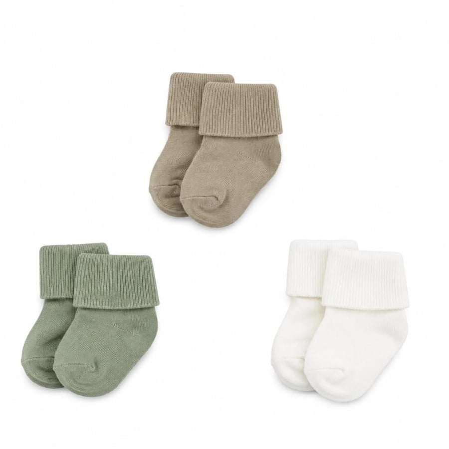 Children's socks folded from the top cotton 3 pieces (0-3 months) - 100% cotton
