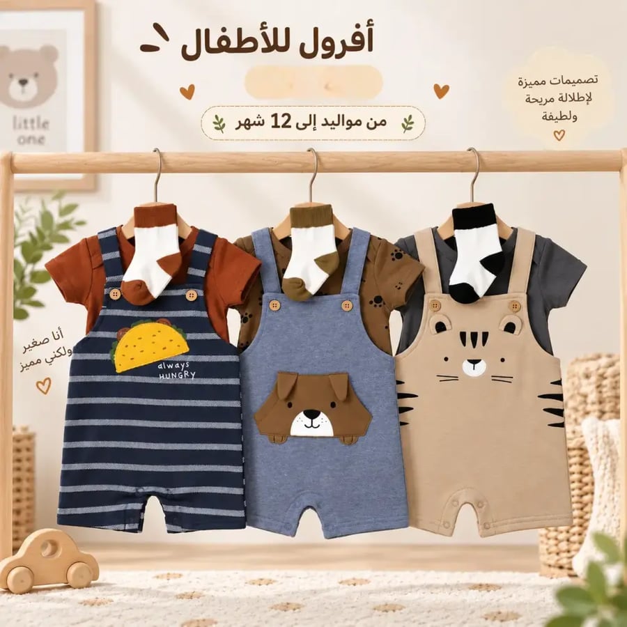 حديثي الولادة بودي سوت دنجري متعدد الاشكال ( 0 - 12شهر)