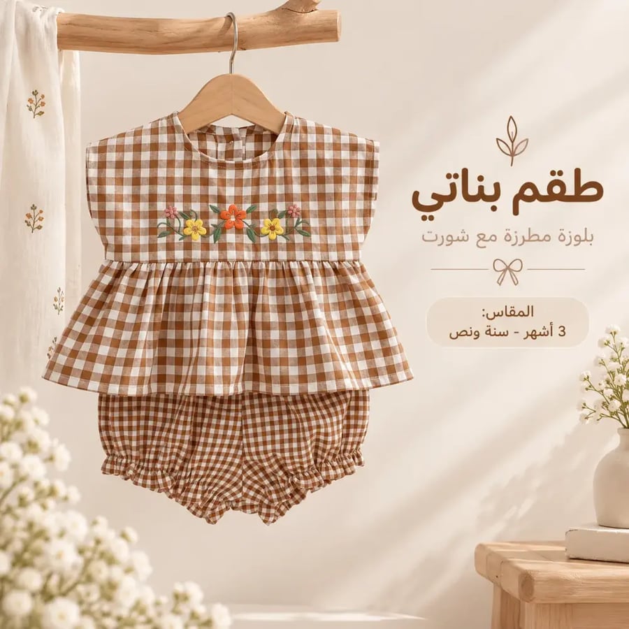 ملابس أطفال بناتي قطعتين (3 اشهر - سنة ونص)