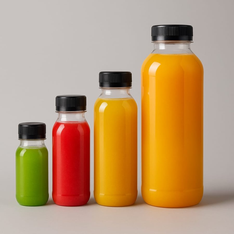 قوارير علب عصير  بلاستيك للعصائر والمشروبات غطاء اسود 200 ML عدد 6 حبة