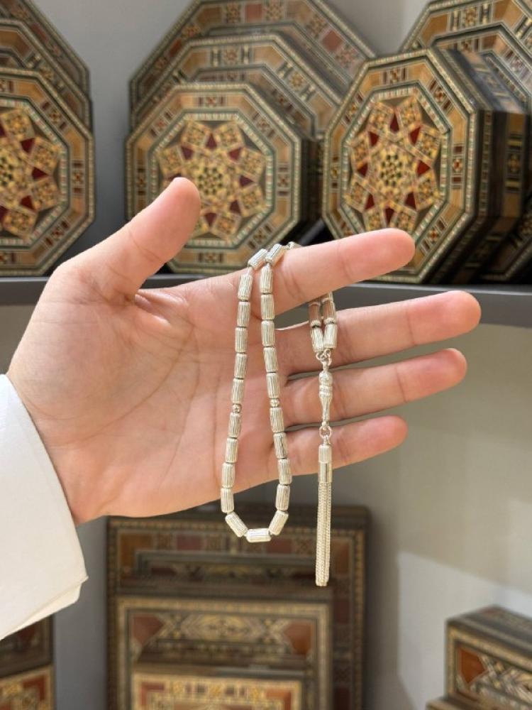 مسابيح فضة برميلي عيار 925 غرام - حجر السلطان ولك من الاسم نصيب
