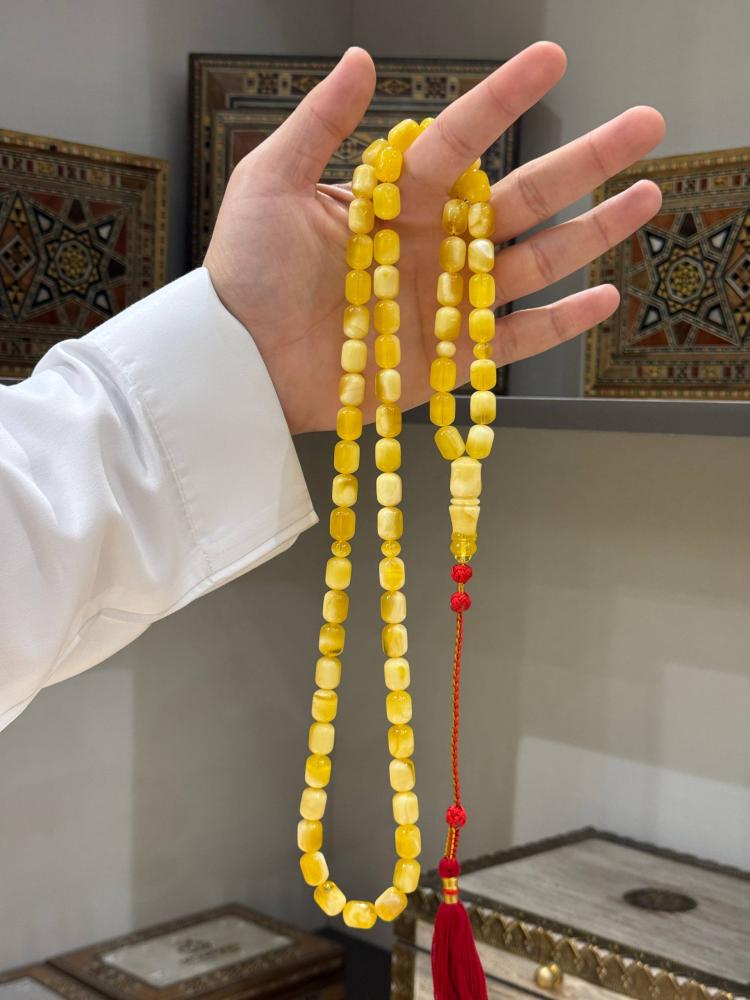 مسابيح كهرب طبيعي كلنجرادي برميلي - حجر السلطان ولك من الاسم نصيب