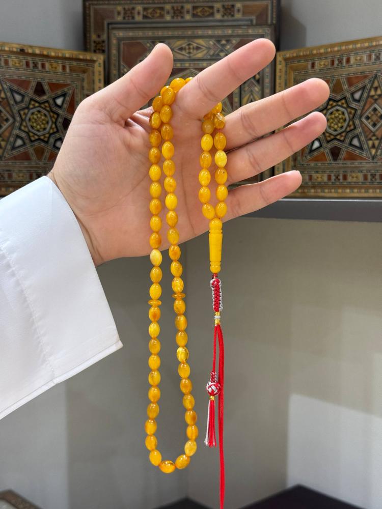 مسابيح كهرم طبيعي قديم بيض حمام - حجر السلطان ولك من الاسم نصيب