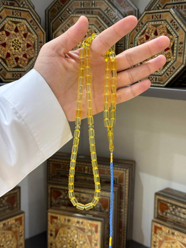 سبح كهرمان طبيعي شفاف برميلي -حجر السلطان ولك من الاسم نصيب