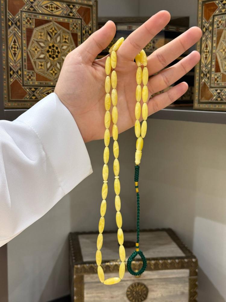 سبح كهرم طبيعي صنوبري - حجر السلطان ولك من الاسم نصيب