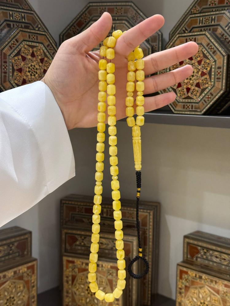سبحة كهرب طبيعي بلطيقي برميلي - حجر السلطان ولك من الاسم نصيب