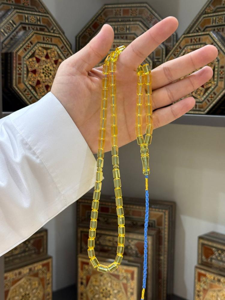 مسابيح كهرمان طبيعي شفاف برميلي - حجر السلطان ولك من الاسم نصيب