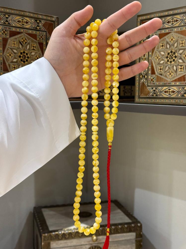 مسابيح كهرم طبيعي كلنجرادي كروي - حجر السلطان ولك من الاسم نصيب